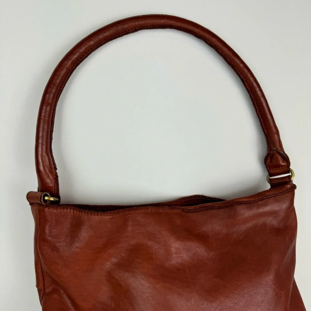 Marta Ponti Leather Woven Hobo Bag Made in Portugal Brown Slouchy